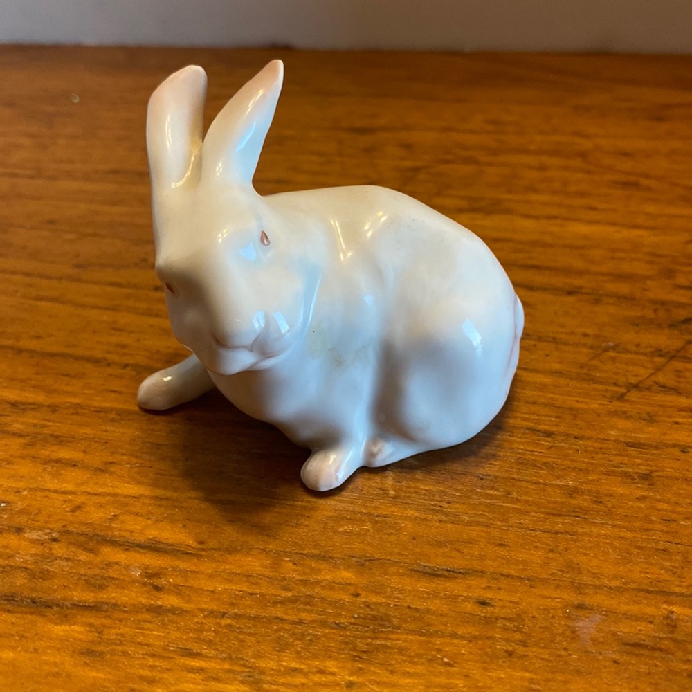 Vintage Royal Copenhagen marked #1691 porcelain white sitting rabbit figurine